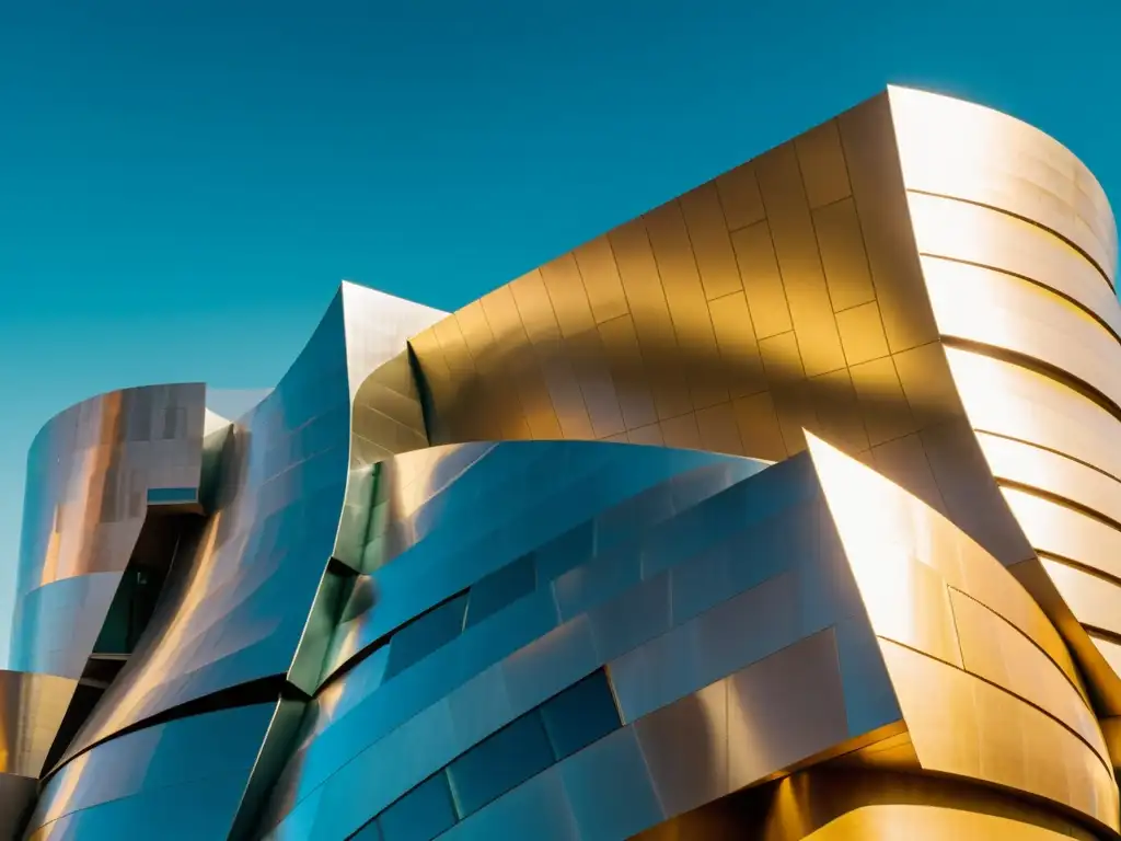 Fotografía vintage en alta resolución del icónico Museo Guggenheim de Bilbao, destacando el deconstructivismo en la arquitectura contemporánea