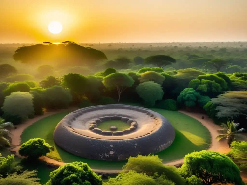 Los antiguos círculos de piedra de Senegambia, bañados por la cálida luz dorada del atardecer