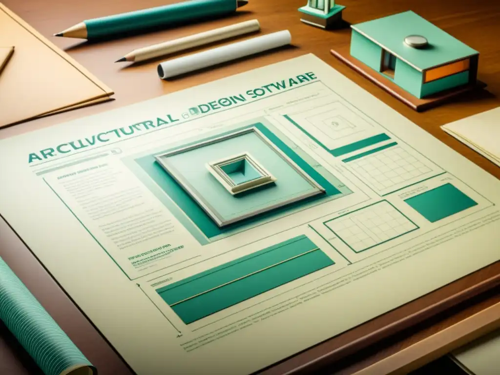 La evolución de software arquitectónico: de dibujos a realidad virtual Un anuncio vintage muestra la evolución del software de diseño arquitectónico, desde herramientas de dibujo hasta interfaces digitales modernas