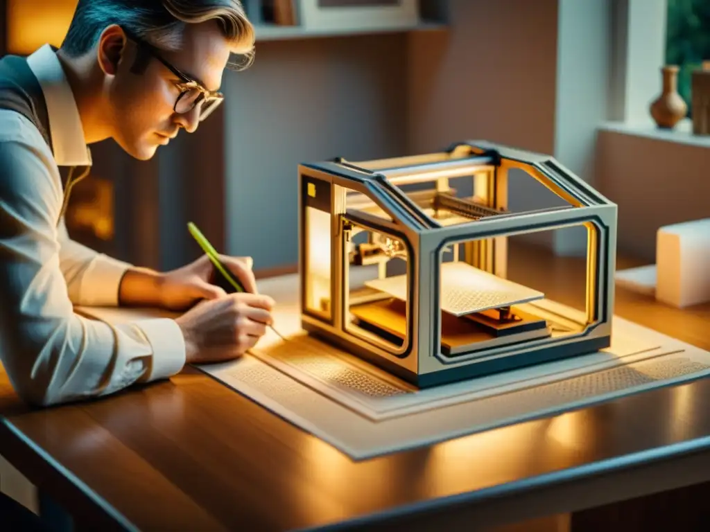 Un arquitecto utiliza una impresora 3D para crear un modelo detallado