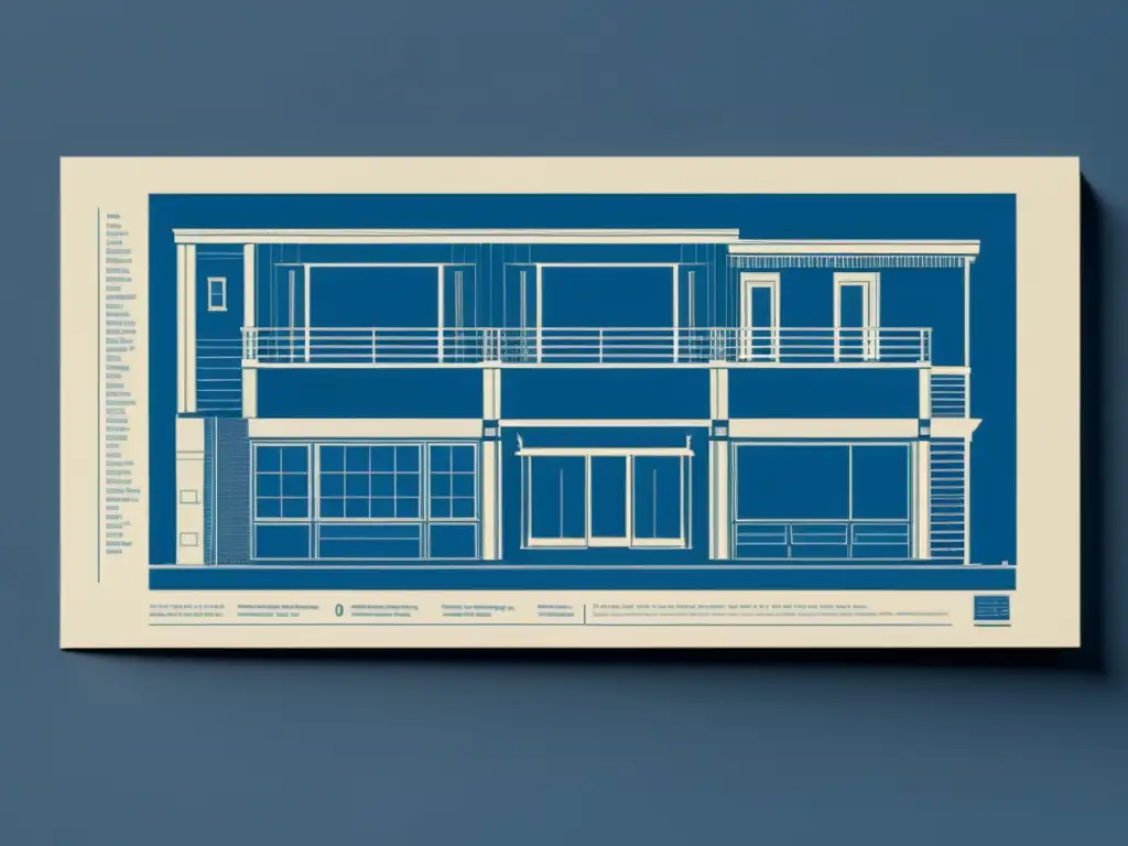 Diseño arquitectónico vintage con accesibilidad para sillas de ruedas, mostrando rampas detalladas, puertas amplias y comodidades accesibles