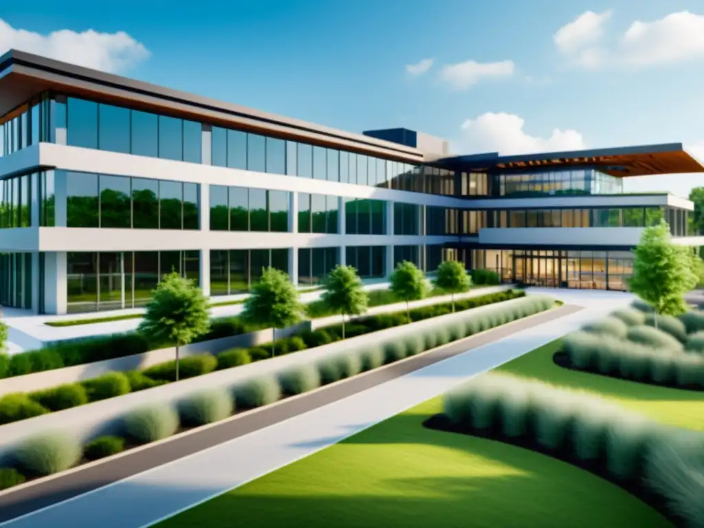 Vanguardia hospitalaria con tecnología automatizada y diseño moderno Arquitectura hospitalaria con automatización de vanguardia, integrando tecnología en un entorno de curación