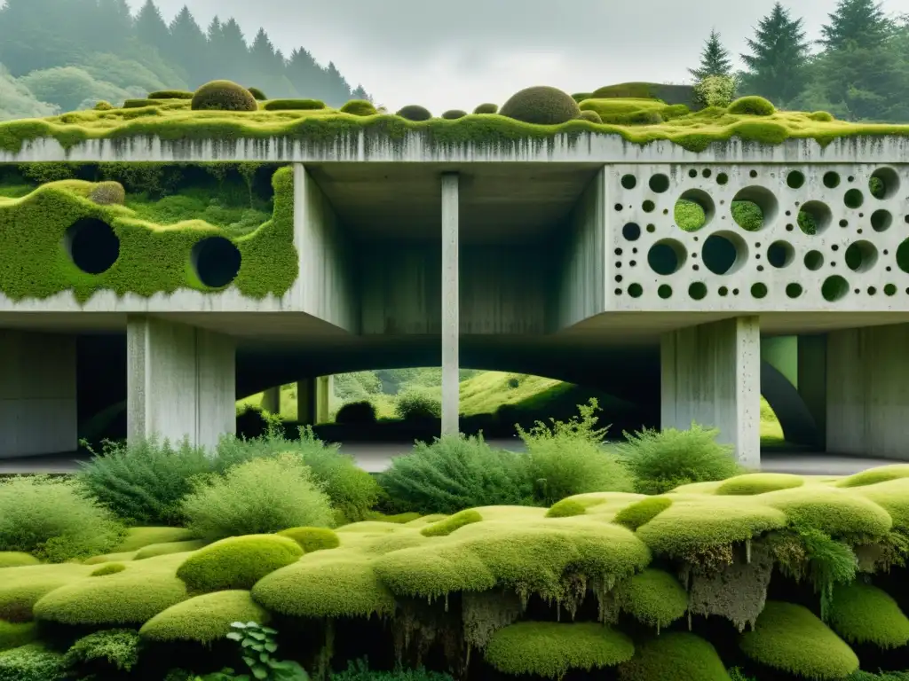 Fotografía de la Arquitectura Radical Superstudio en estado de deterioro, invadida por la naturaleza