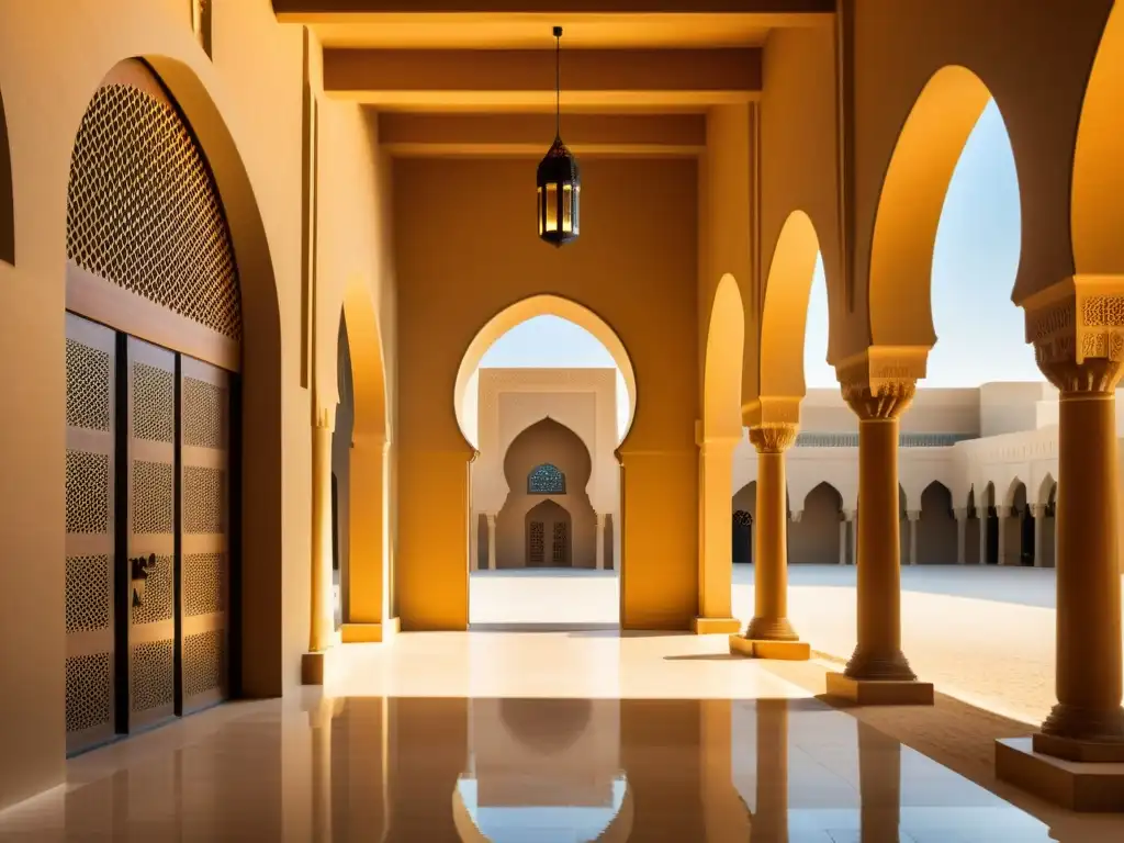 Arquitectura tradicional del Qasr Al Sarab en Abu Dhabi, con detalles intrincados y una belleza atemporal iluminada por el cálido sol del desierto