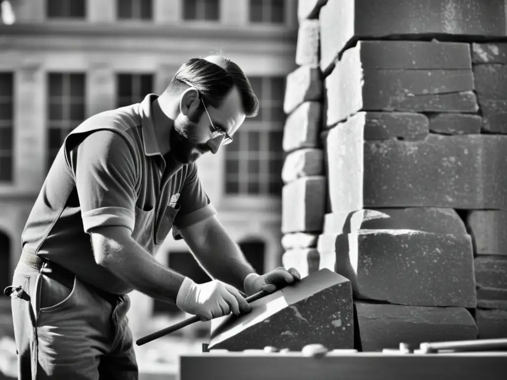 Artesanos restaurando una fachada histórica con certificaciones estructuras materiales construcción históricos