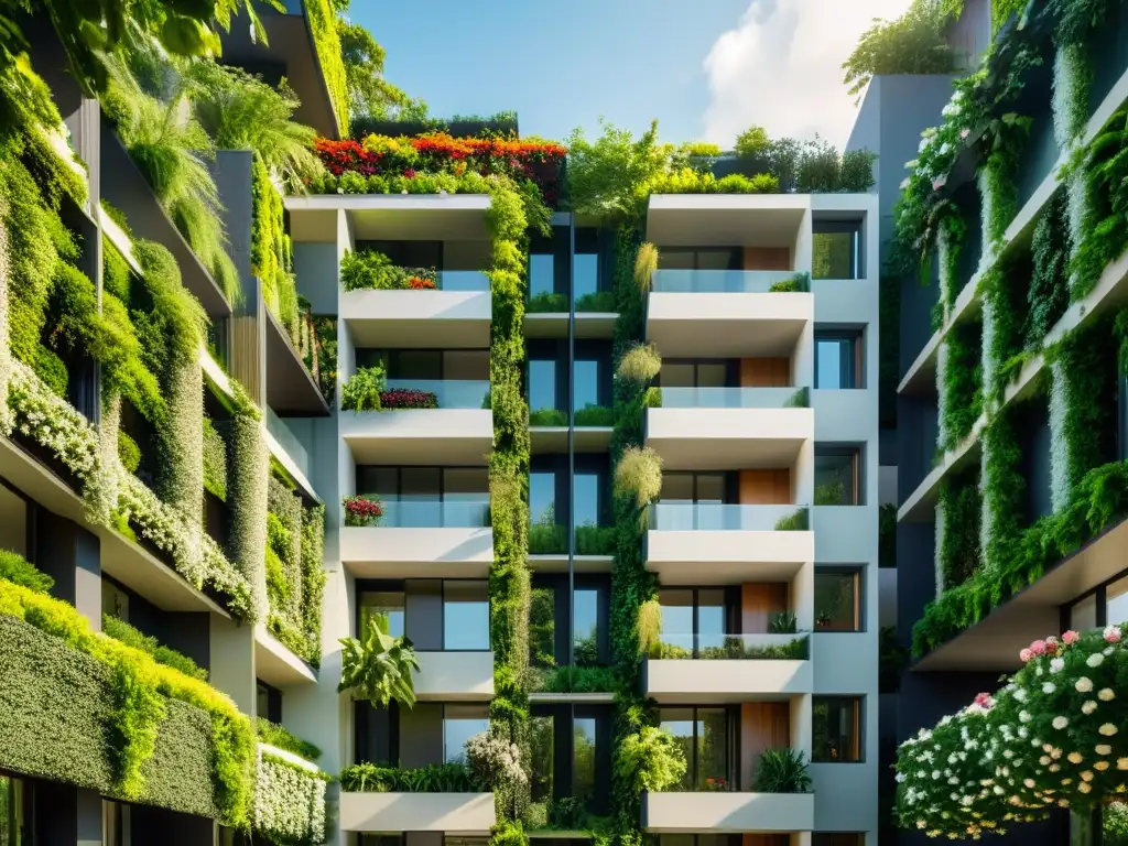 Diseño biofílico en arquitectura urbana: Edificio contemporáneo integrado con exuberante vegetación y espacios verdes cuidadosamente diseñados