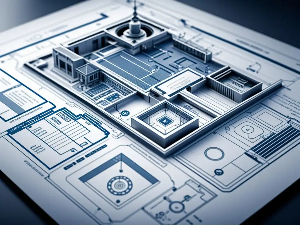 Blueprint futurista de diseño arquitectónico con automatización en estudios de diseño arquitectónico