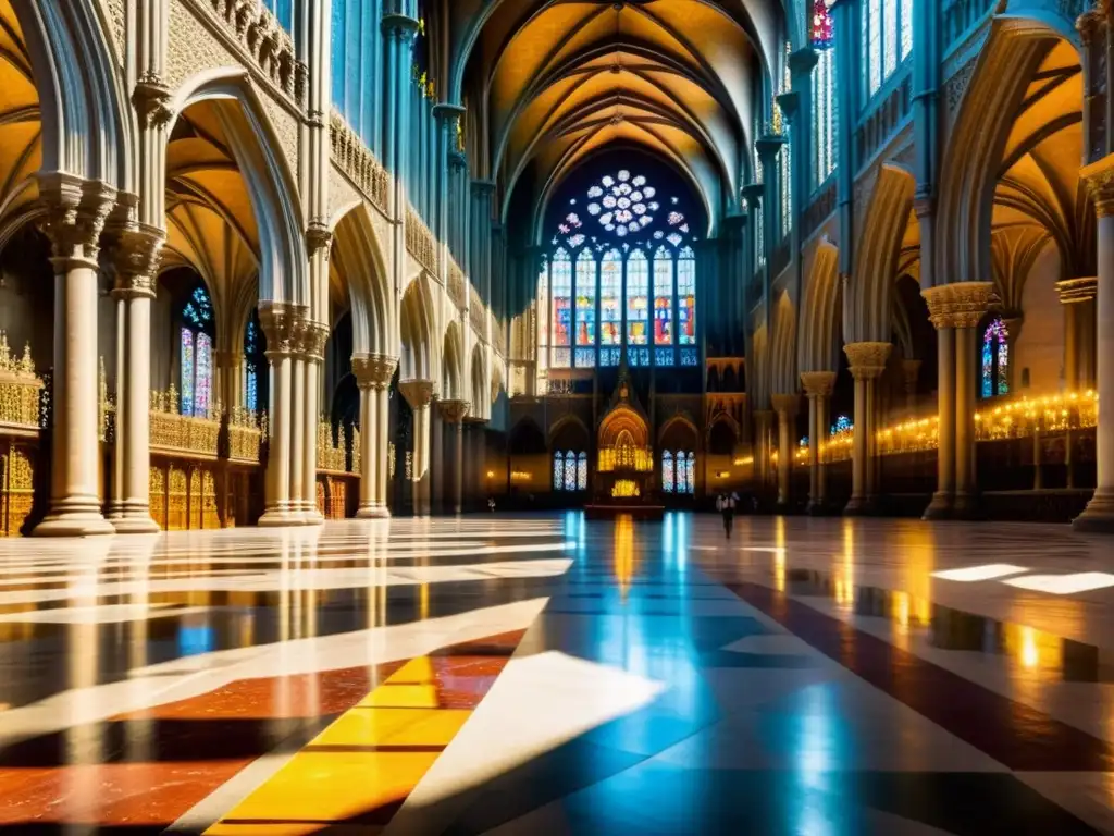 La Catedral de Sevilla, con su arquitectura gótica, columnas imponentes y detalles ornamentados