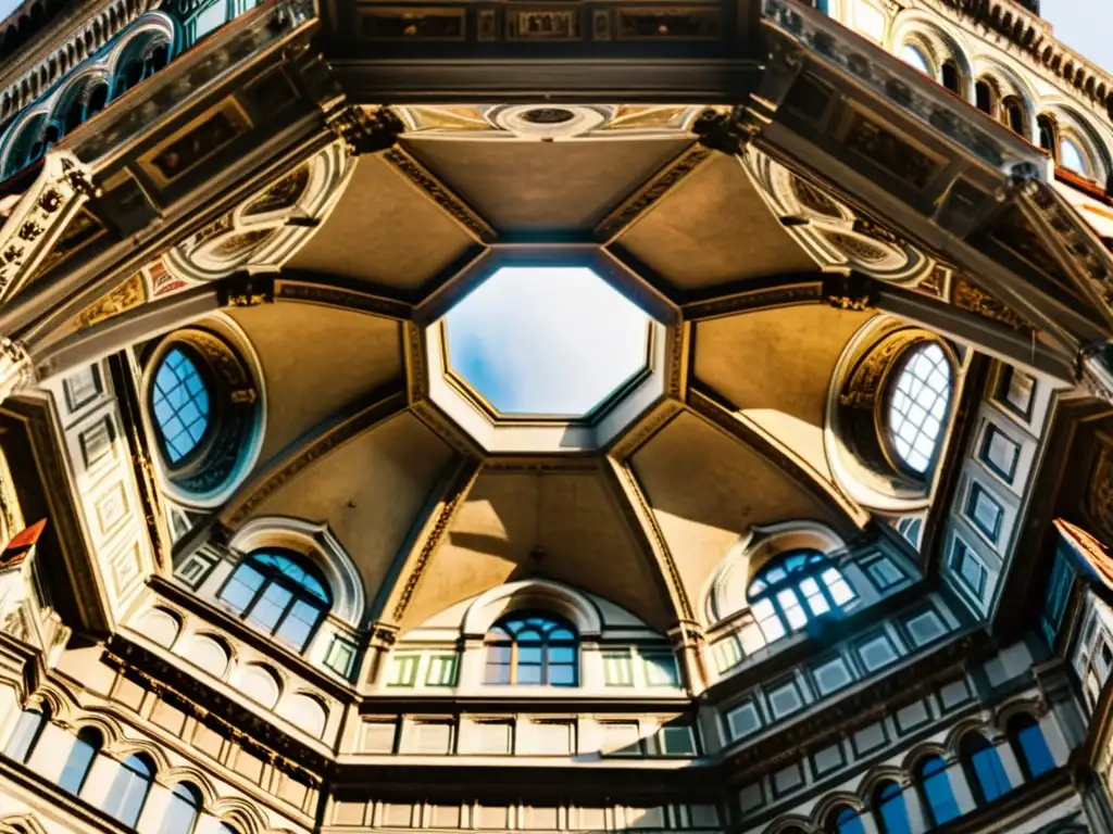 Fotografía vintage de la icónica cúpula de la Catedral de Florencia, evocando los principios arquitectónicos del Alto Renacimiento