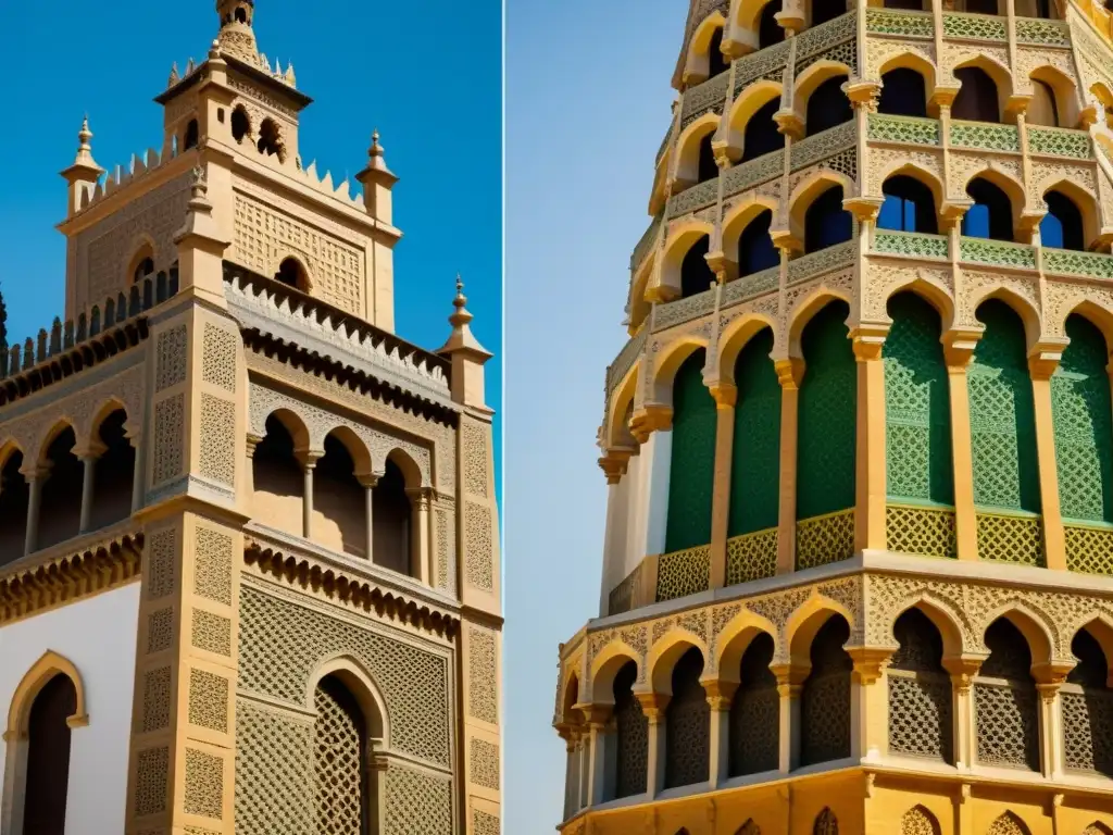 Collage de fotos mostrando las transformaciones históricas de La Giralda desde el siglo XII