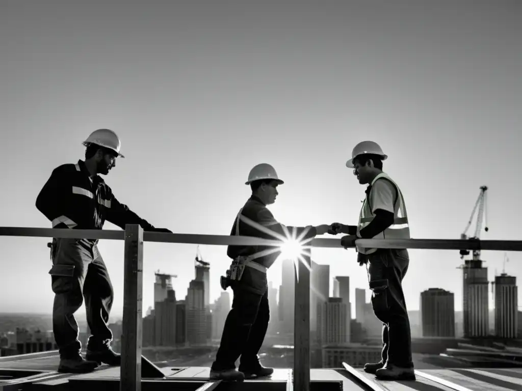 Construcción de rascacielos al atardecer, reflejando el impacto local y la competencia por alcanzar nuevas alturas en la innovación arquitectónica