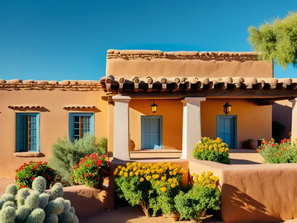 Construcción de tierra resistente milenaria con encanto vintage bajo cielo azul y vegetación exuberante