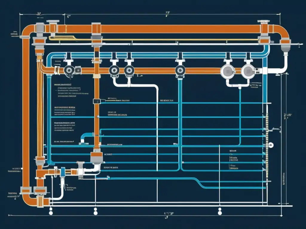 Una detallada representación arquitectónica vintage en tonos sepia de un sistema MEP en Autodesk Revit, evocando la artesanía y la precisión atemporal