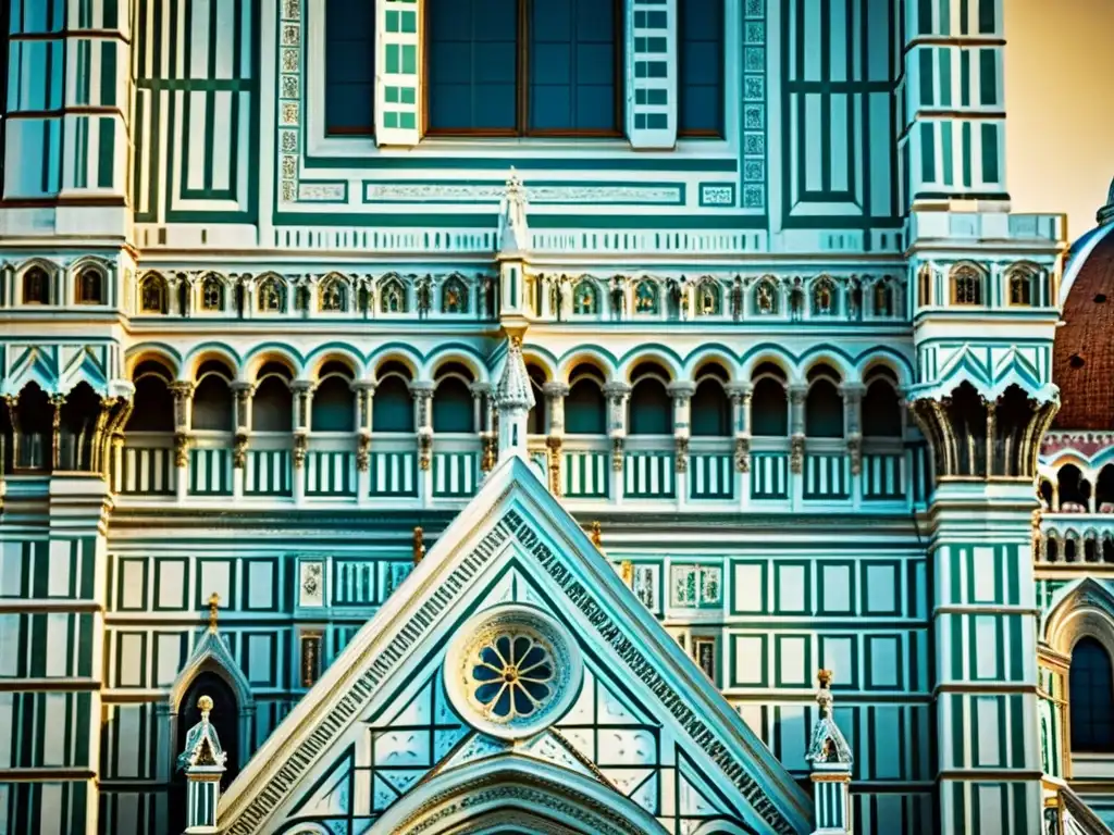 Detallada escultura renacentista en la fachada de la Catedral de Florencia, evocando su influencia en la arquitectura