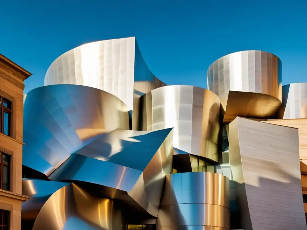 Una fotografía vintage detallada del icónico Museo Guggenheim de Frank Gehry en Bilbao, España