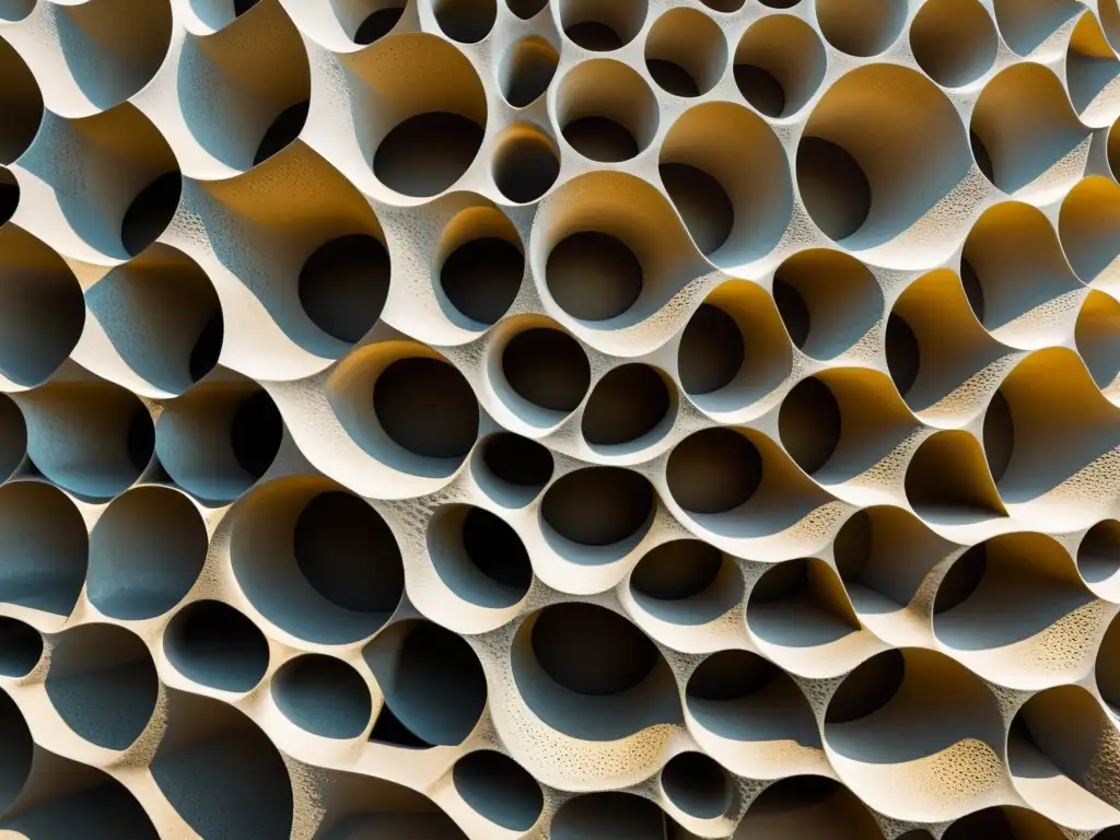 Detallada imagen de estructura de concreto con inspiración biomimética, evocando elegancia atemporal