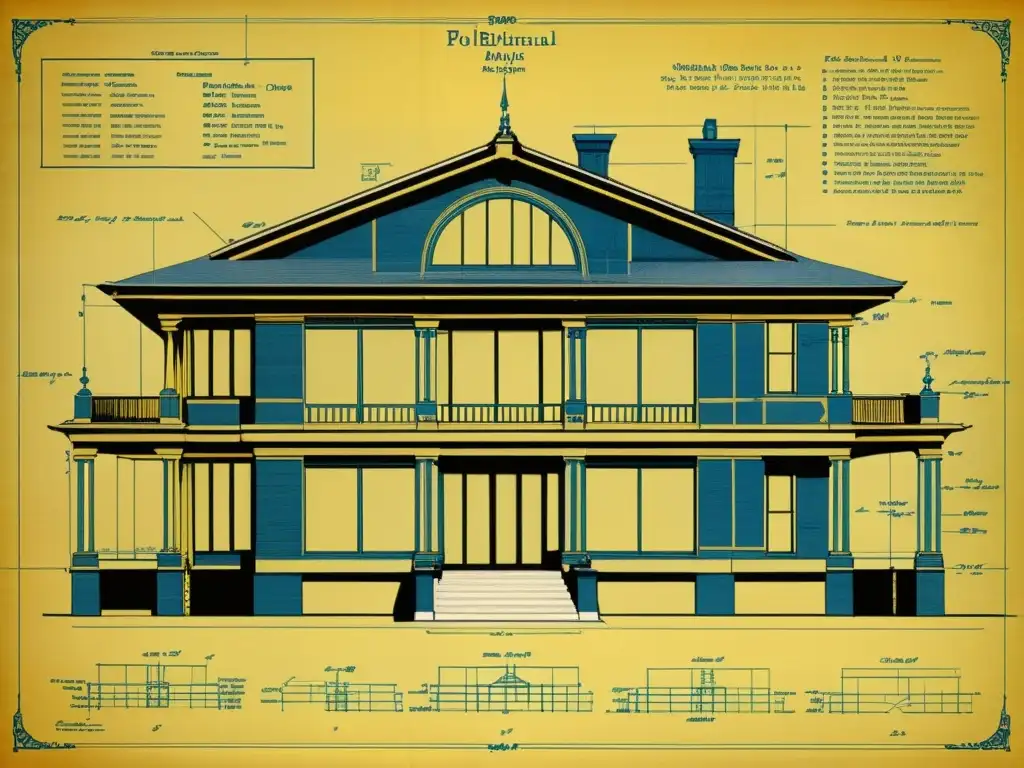 Un detallado plano arquitectónico vintage, amarillento y meticulosamente dibujado, transmite confiabilidad y expertise atemporal