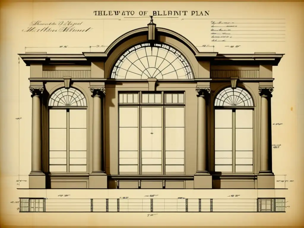 Detallado plano arquitectónico vintage con notas manuscritas, reflejando historia y artesanía