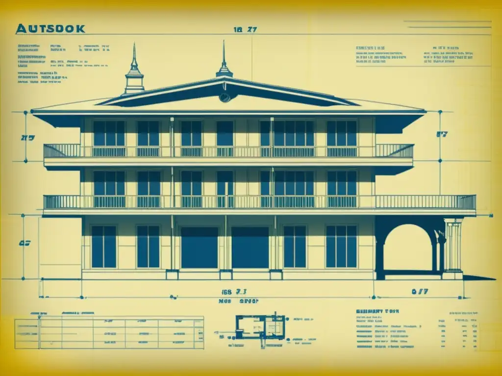 Detalle de una antigua guía de arquitectura de Autodesk Revit, con planos detallados que muestran la sofisticación y precisión del diseño