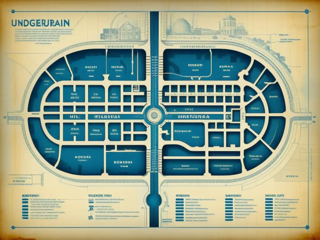 Detalle de antiguo plano arquitectónico subterráneo, revelando potencial inmobiliario y la historia de las profundidades de la ciudad