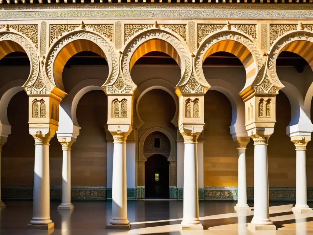 Detalle arquitectónico de la Gran Mezquita de Córdoba, reflejando el poder islámico en Occidente