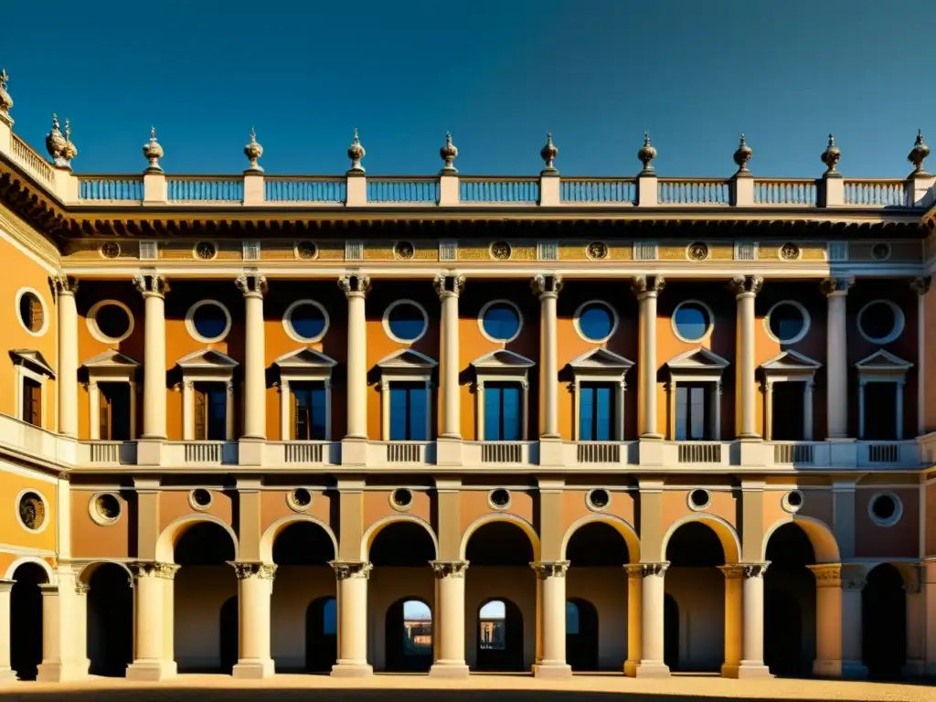 Detalle arquitectónico del Palazzo Te en Mantua, Italia, muestra la exagerada ornamentación característica del manierismo