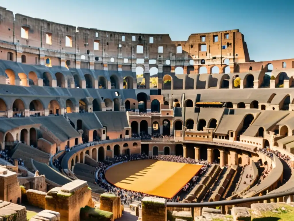 Detalle de la arquitectura inclusiva a través de la historia en el Coliseo Romano en 8k