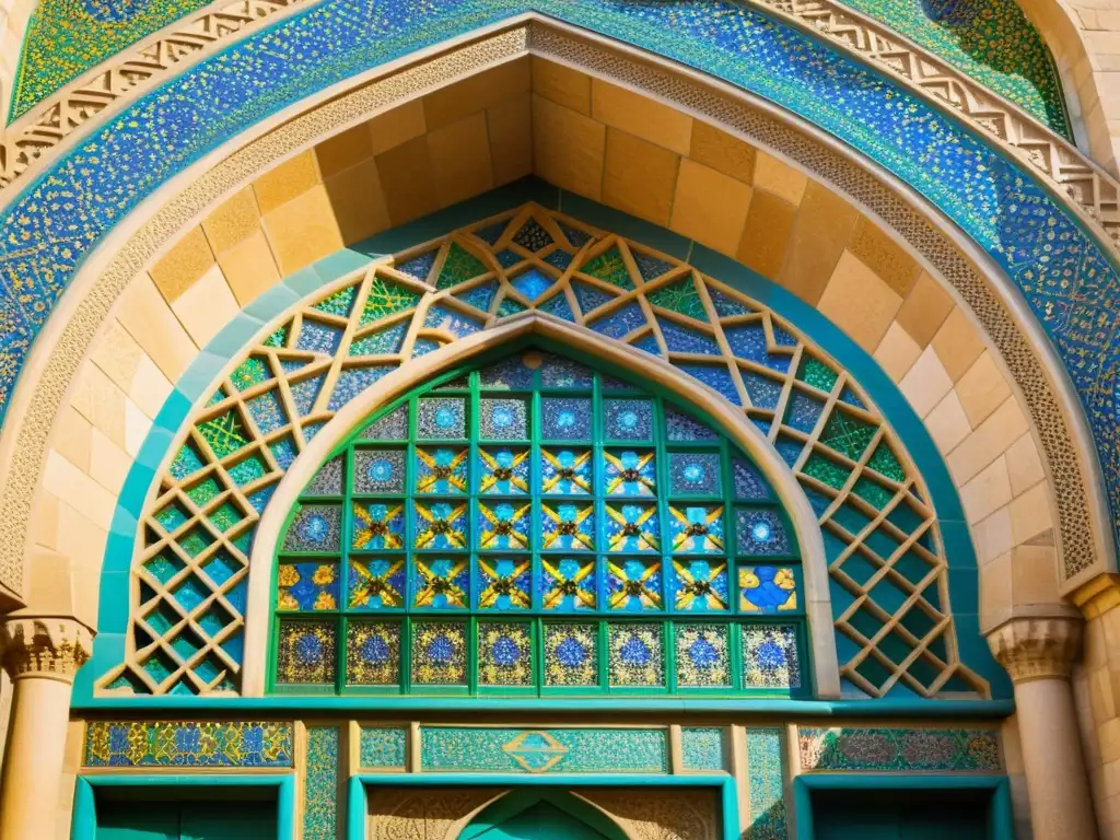 Detalle de la arquitectura persa con simbolismo religioso en la mezquita Nasir al-Mulk en Shiraz, Irán