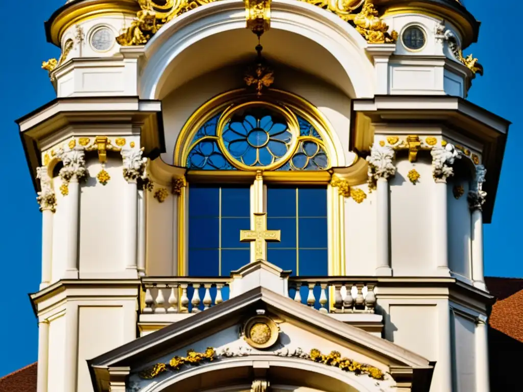 Exterior barroco de la Iglesia de San Carlos Borromeo en Viena Detalle barroco de la fachada de la Iglesia de San Carlos Borromeo en Viena, Austria, con cursos de arquitectura barroca