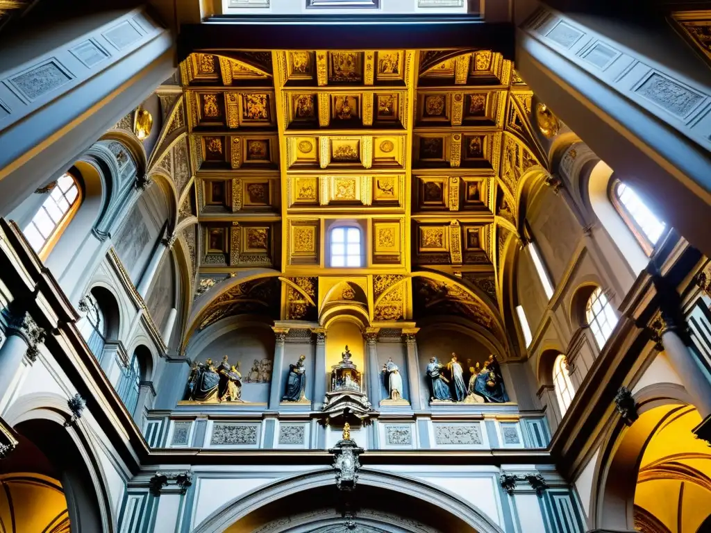 Detalle excepcional del interior de la Capilla Medici en Florencia, con impresionantes detalles arquitectónicos manieristas y una opulenta decoración