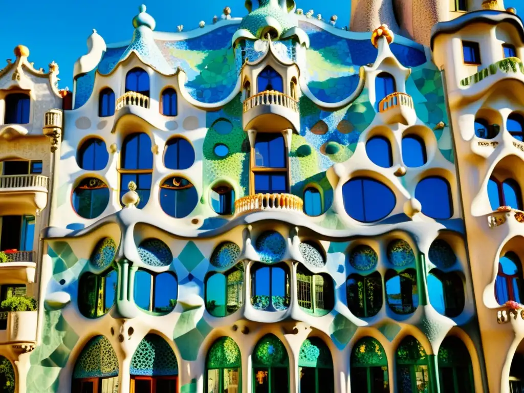 Detalle fascinante del mosaico en Casa Batlló, reflejando la genialidad de Gaudí en la Ruta arquitectónica Barcelona Gaudí