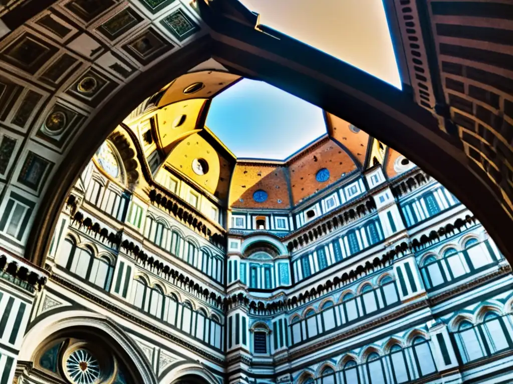 Detalle impresionante del domo de la Catedral de Florencia, resaltando la innovación arquitectónica renacentista de Brunelleschi