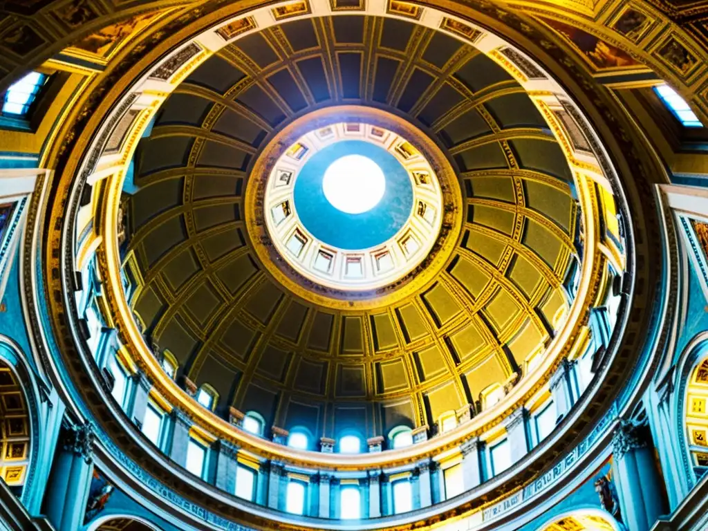 Detalle impresionante de los frescos de Michelangelo en la cúpula de San Pedro, con una atmósfera histórica y artística