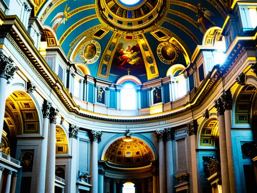 Detalle majestuoso de la arquitectura religiosa del Alto Renacimiento en el interior de la Basílica de San Pedro, Vaticano