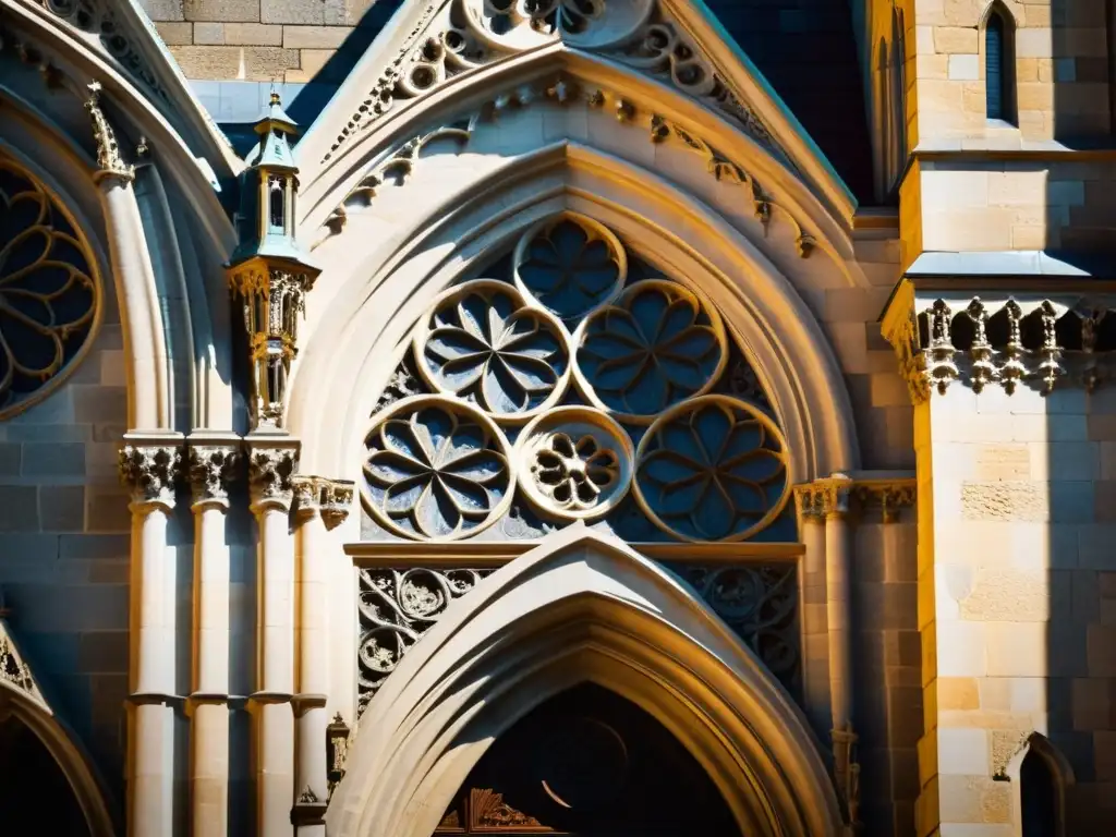 Detalle vintage de la arquitectura gótica en la catedral: diálogo tecnológico arquitectura gótica