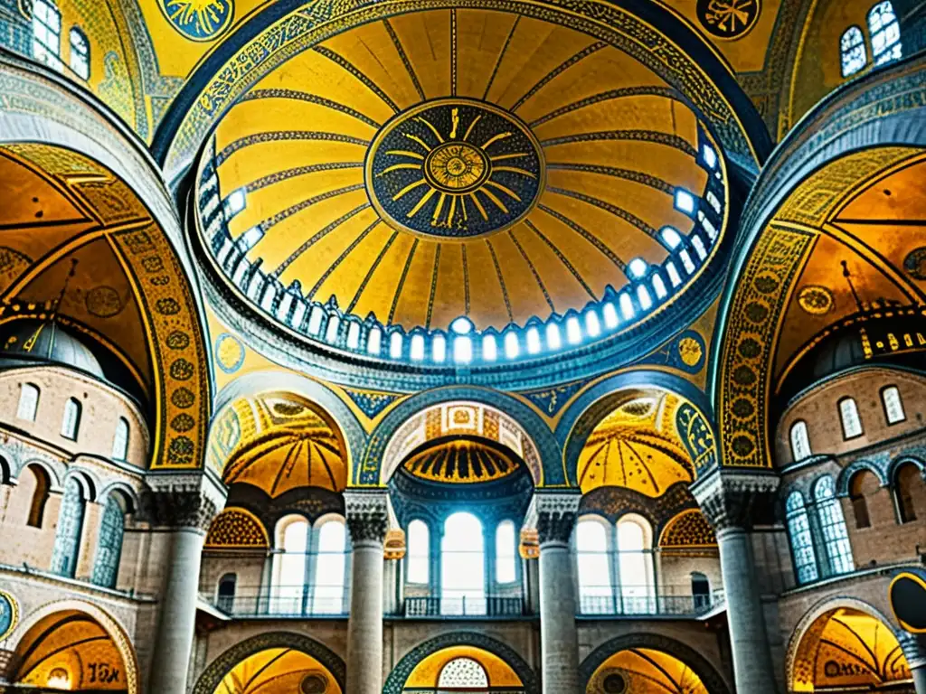 Detalle vintage de la majestuosa Hagia Sophia en Estambul, con elementos característicos de iglesias bizantinas