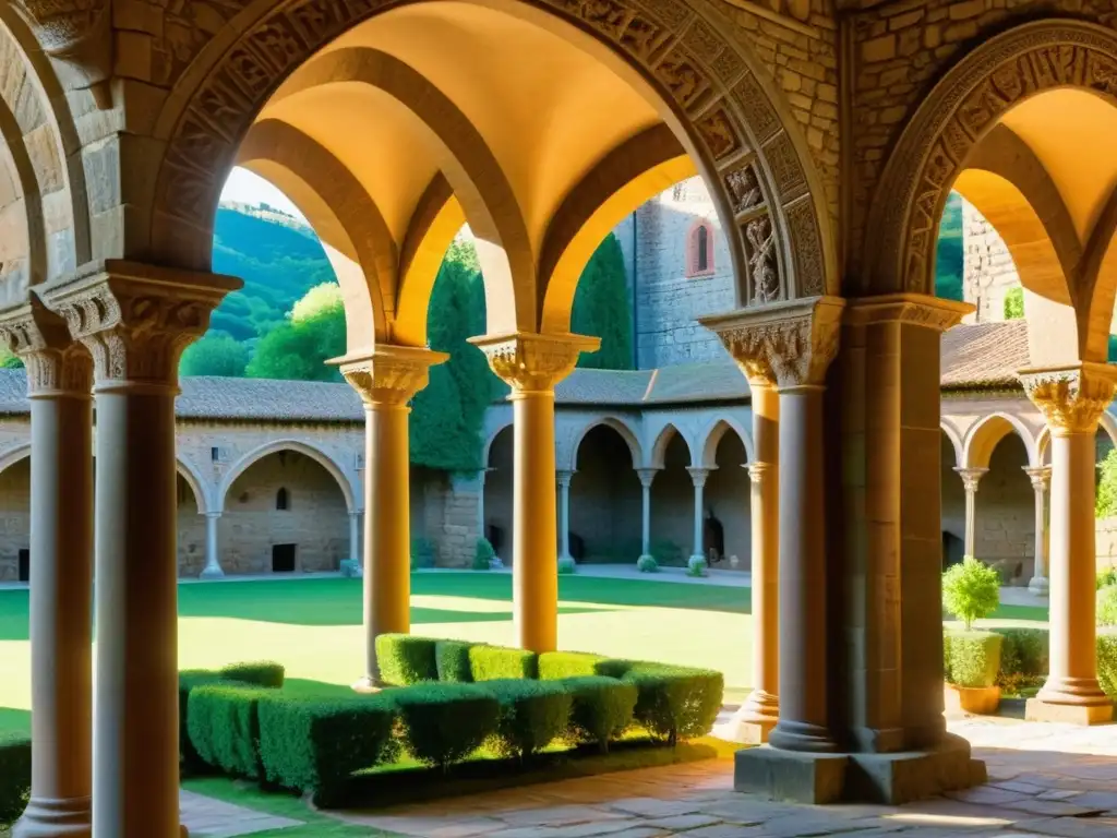 Detalles de la arquitectura románica ibérica en el monasterio de Santa María de Ripoll