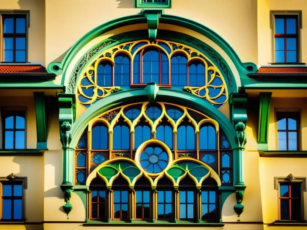 Detalles Art Nouveau en la fachada de la Municipal House en Praga