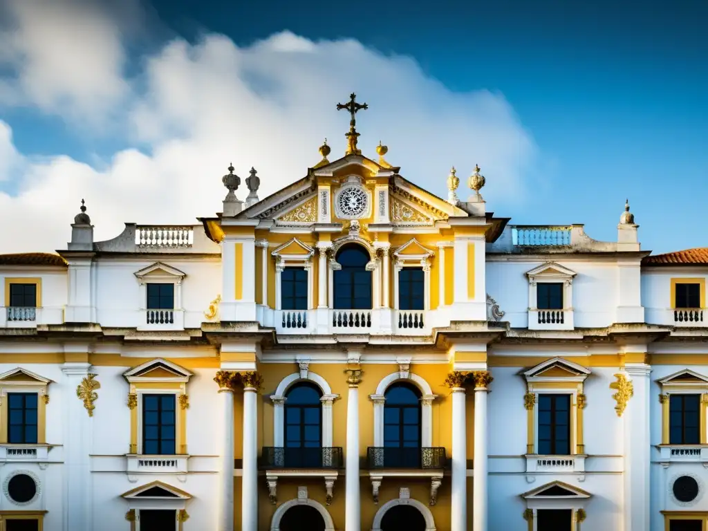 Detalles barrocos en el Convento de Mafra, Portugal, evocando la opulencia de la arquitectura barroca