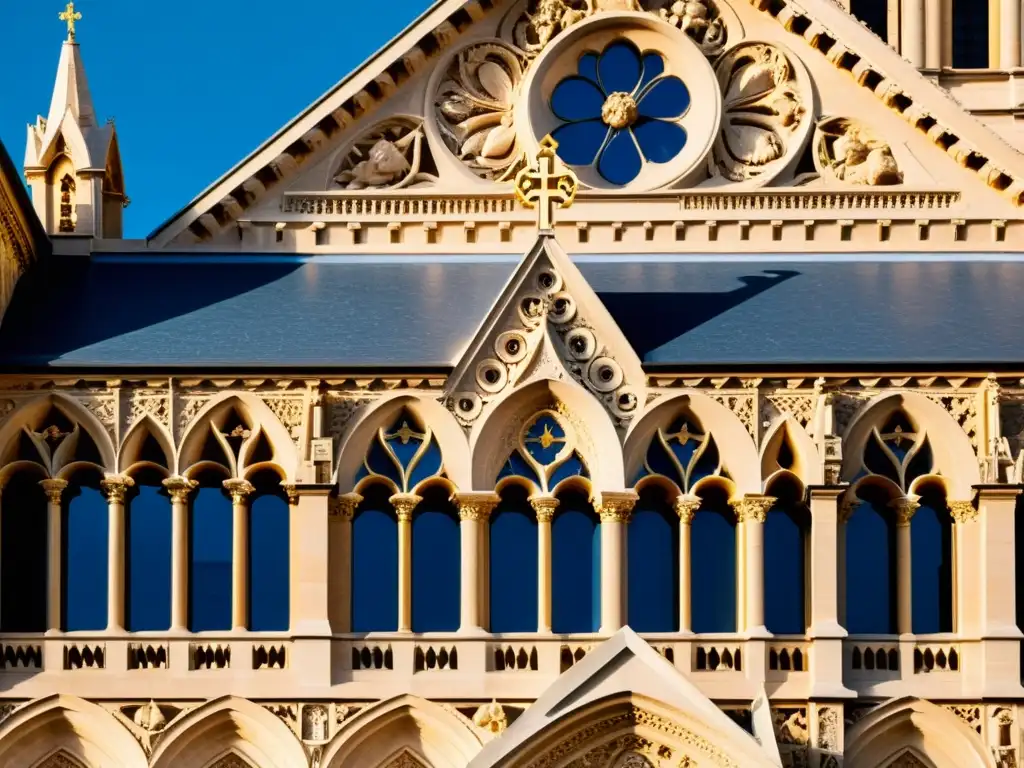 Detalles impresionantes de la fachada de una catedral románica con técnicas y materiales revolucionarios estilo románico