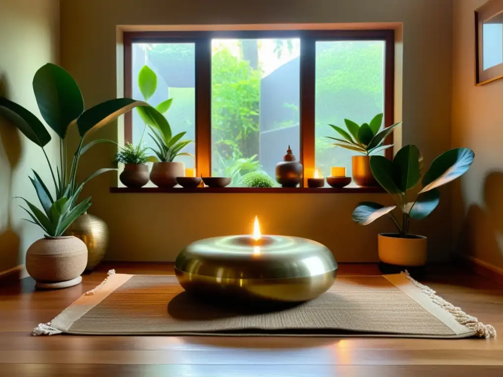 Diseño de espacios de meditación en el hogar: Una sala vintage inspiradora con luz natural, cojines de meditación y decoración minimalista