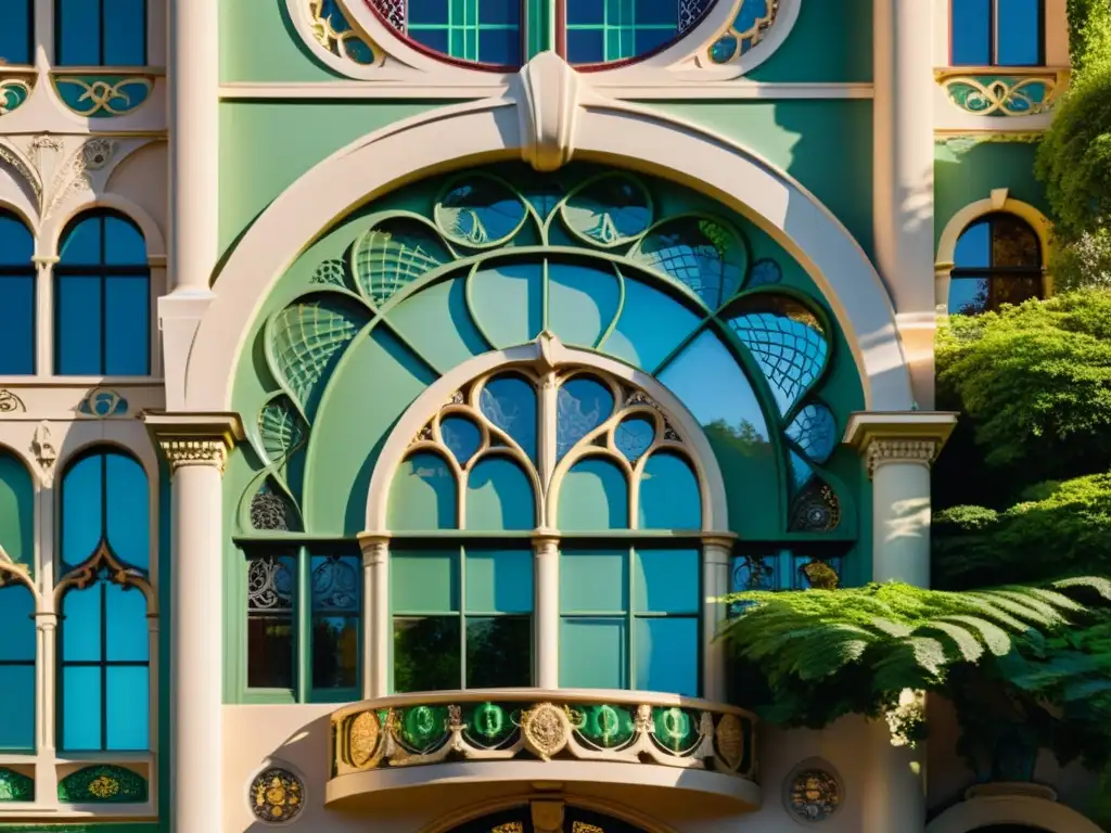 Edificio contemporáneo con influencias de Arquitectura Art Nouveau siglo XXI, detalles florales, metalistería y vidrieras en tonos vintage