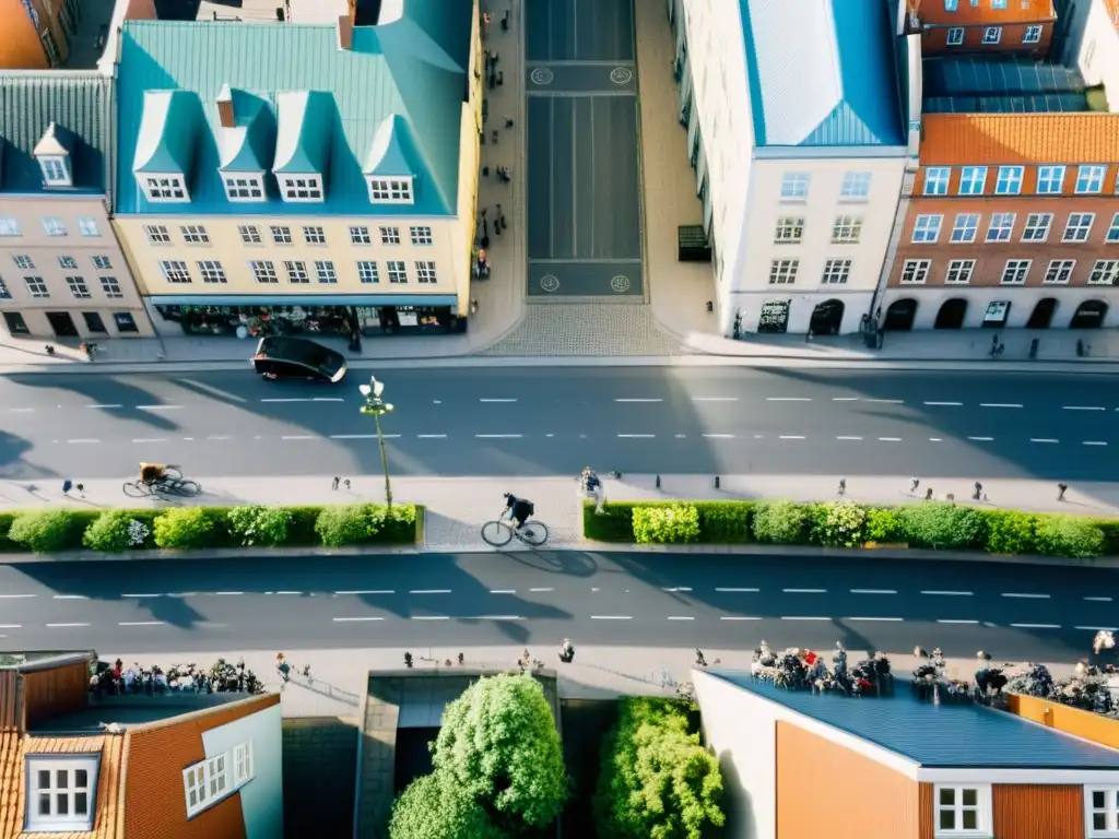 Copenhague, ejemplo exitoso de ciudades sostenibles: calles amplias, ciclistas y espacios verdes integrados en el paisaje urbano