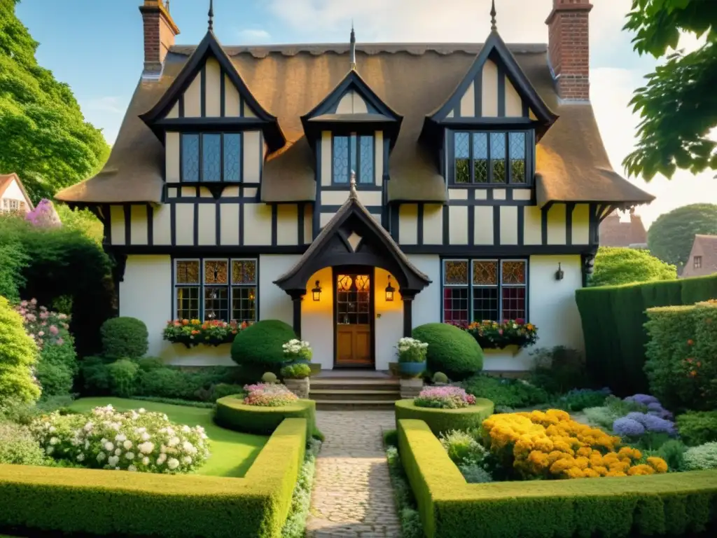 Encantadora casa Tudor con jardín exuberante