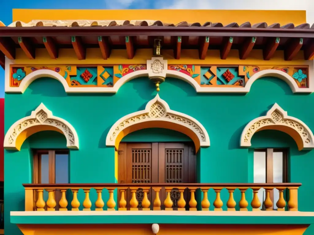 Encanto arquitectónico Posada Mirador Guadalupe: fusión de elementos tradicionales y modernos en vibrante imagen vintage de la fachada