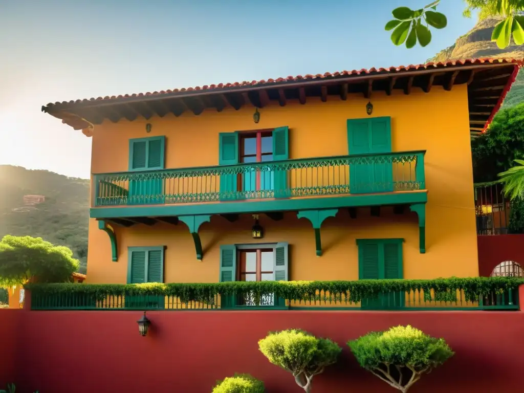 Encanto arquitectónico en Posada Mirador Guadalupe: una hermosa fusión de tradición e innovación en medio de exuberante vegetación y luz dorada