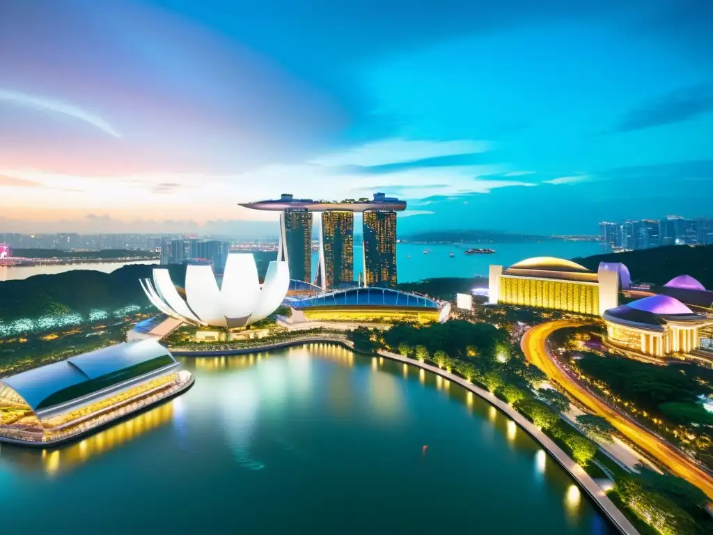 Espectacular skyline de Singapur con arquitectura moderna en Asia, contrastando tradición y vanguardia