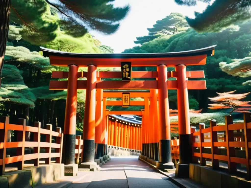 Espléndidas puertas Torii rojas en el Santuario Fushimi Inari en Kyoto, Japón: armonía espiritual arquitectura japonesa