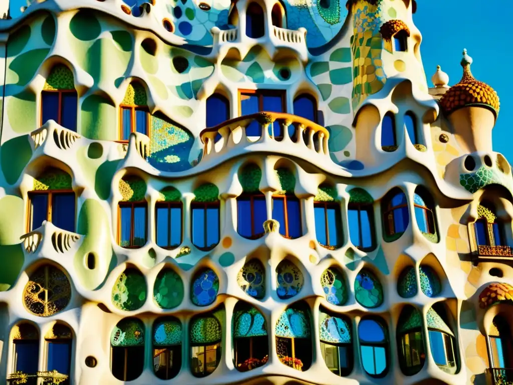 Experiencia arquitectónica hotel Casa Batlló: Detalle fascinante de la fachada, capturando la magia de Gaudí con su estilo único y atemporal