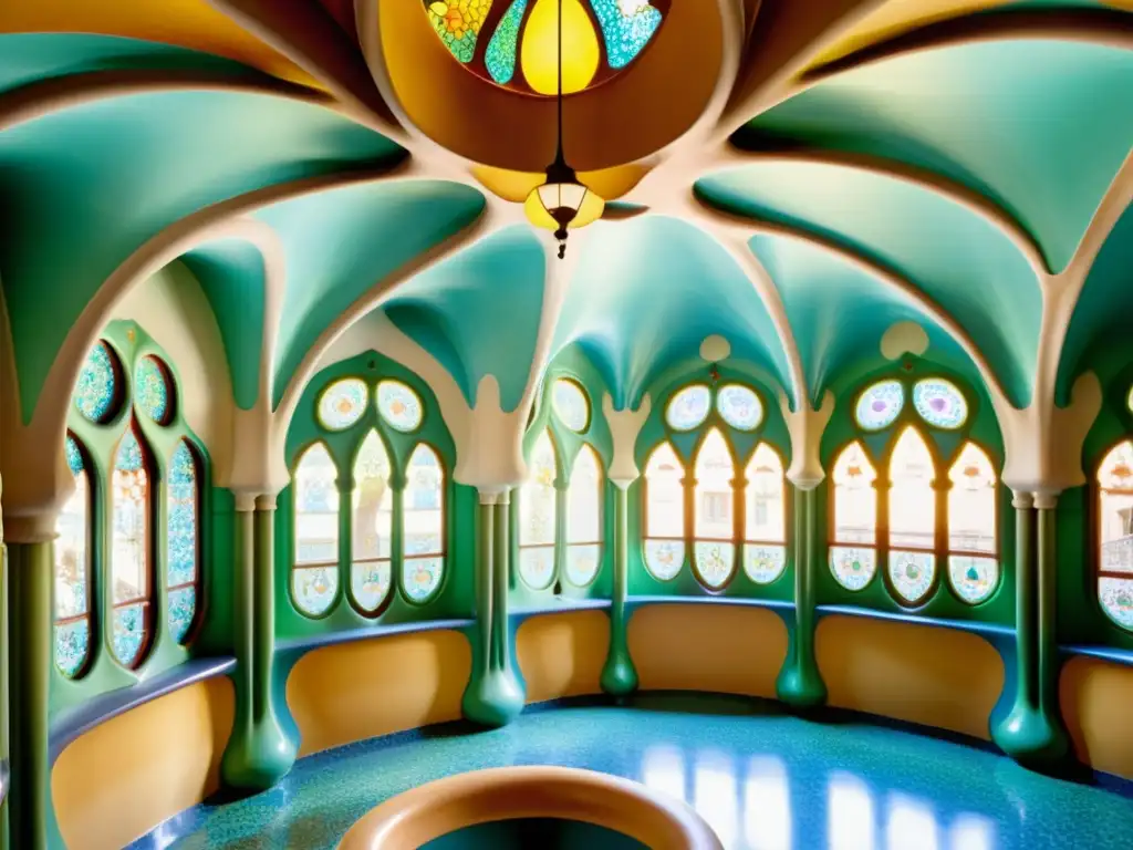 Experiencia arquitectónica hotel Casa Batlló: Detalles decorativos de estilo Gaudí en interior vintage